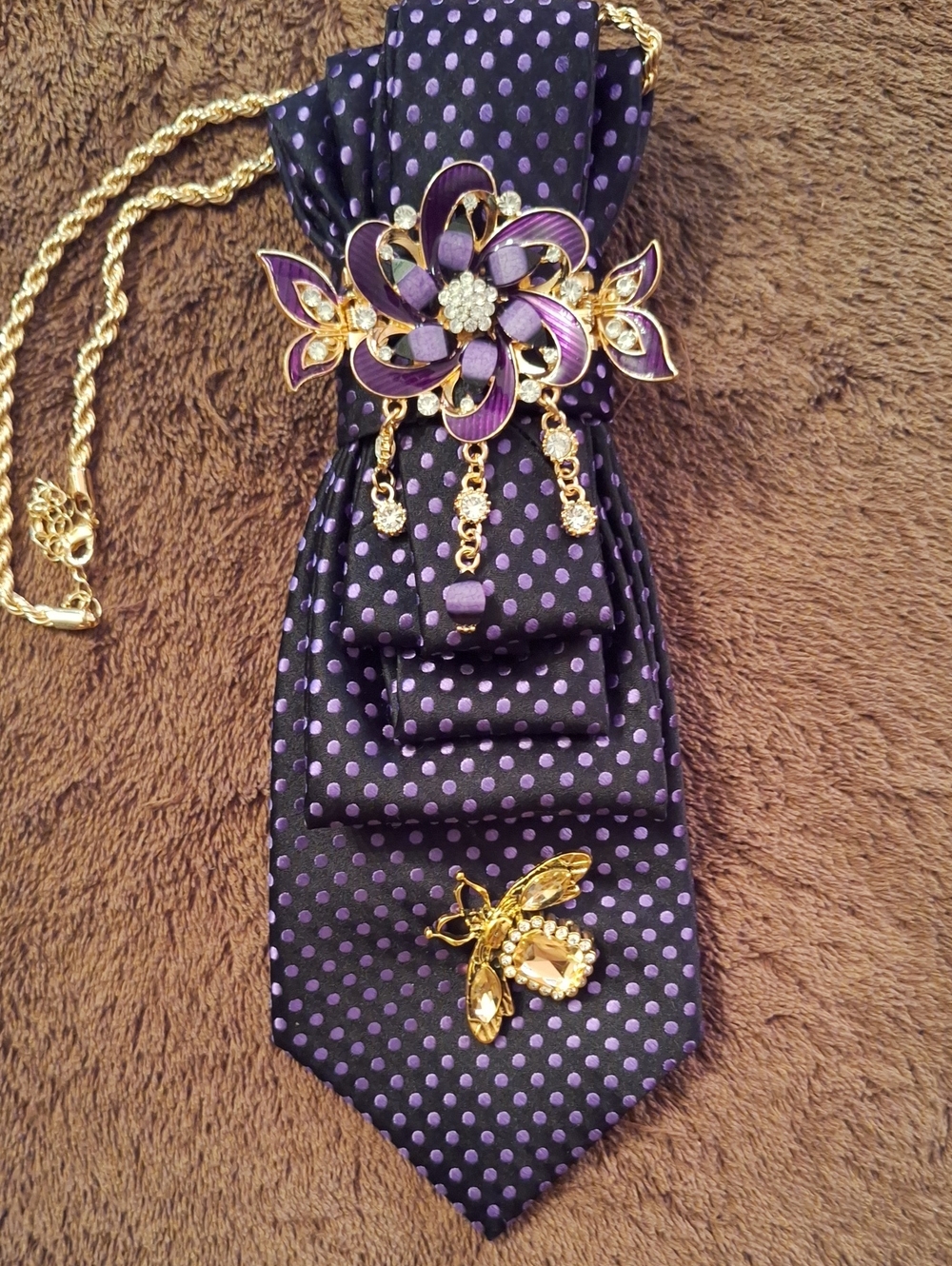 Arrow Upcycled Necktie Necklace